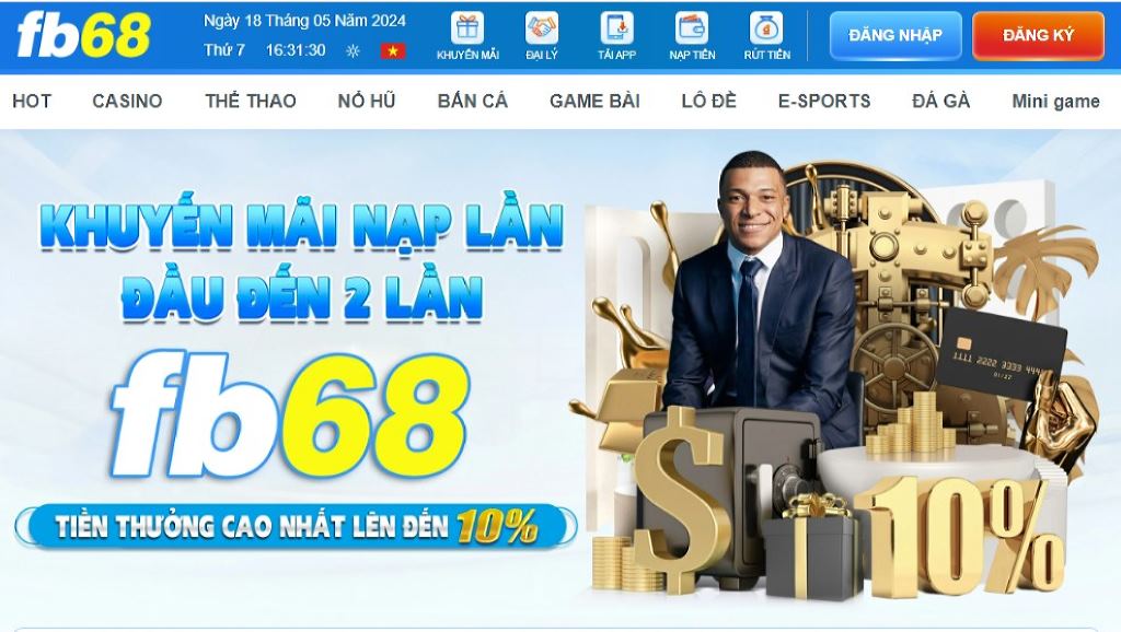 Khuyến mãi FB68 2 lần nạp đầu nhận thưởng siêu khủng